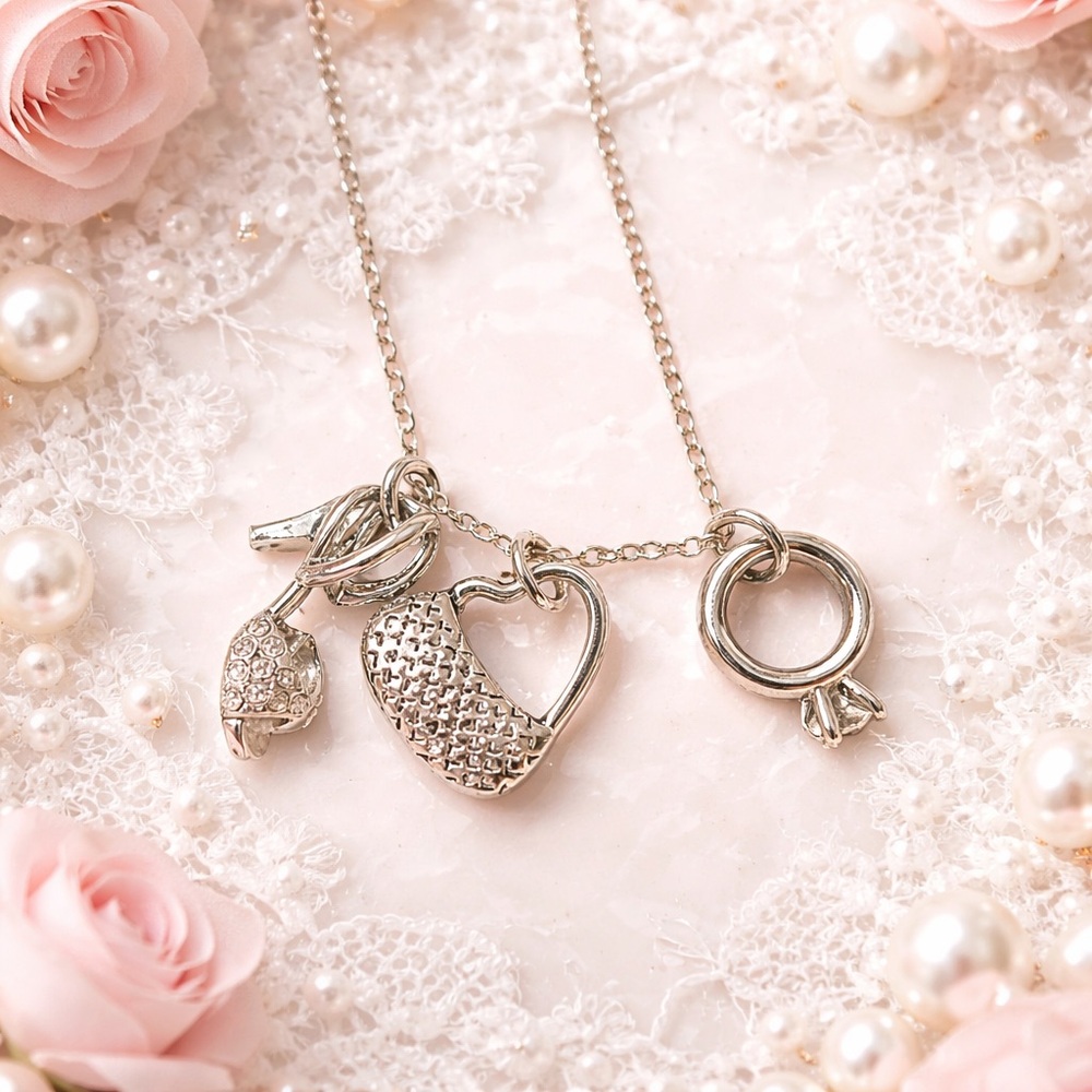 Lia Sophia Silver Toned Charm Necklace